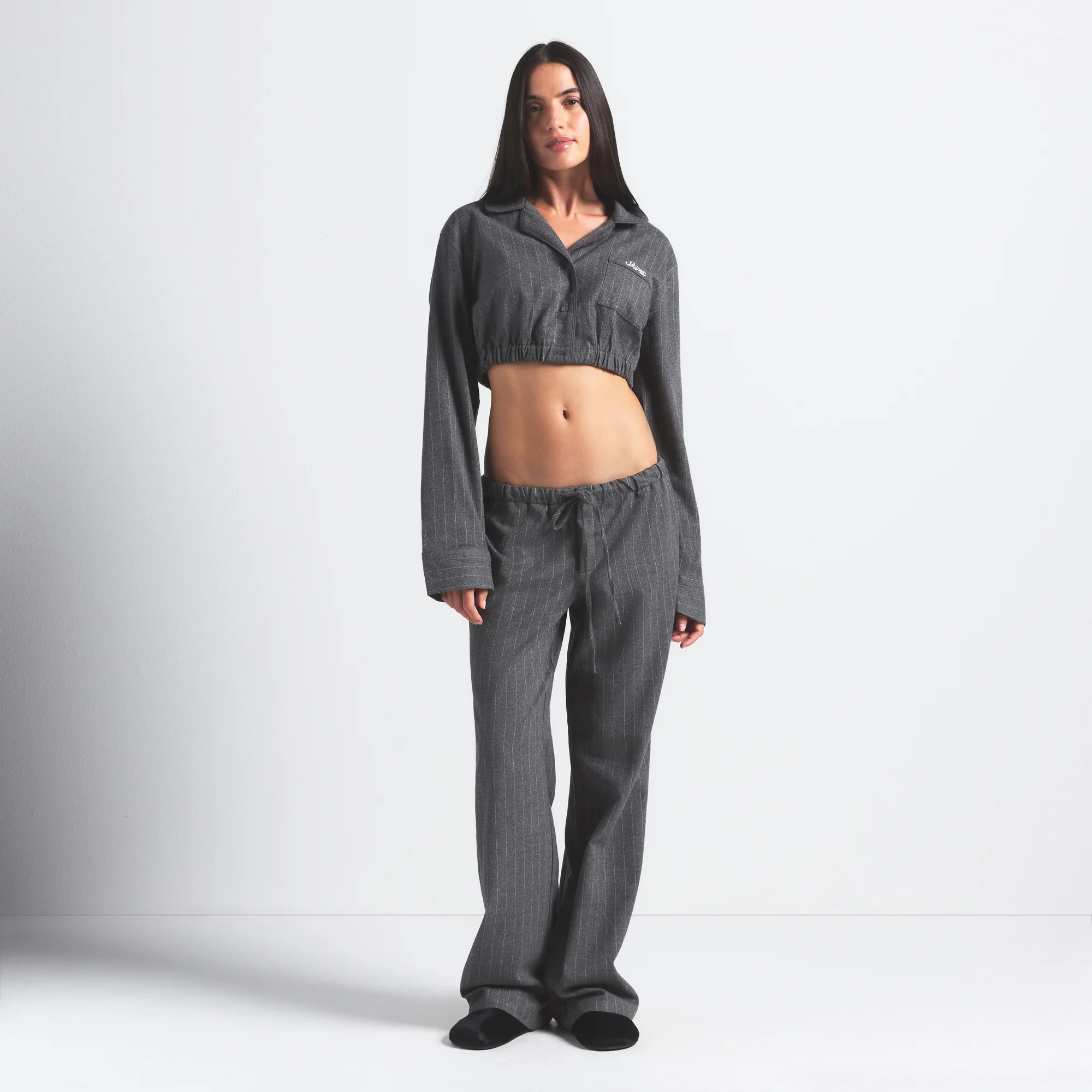 SKIMS Cropped Pajama Set | Grey | Small | Heavy Flannel | SKIMS (US)