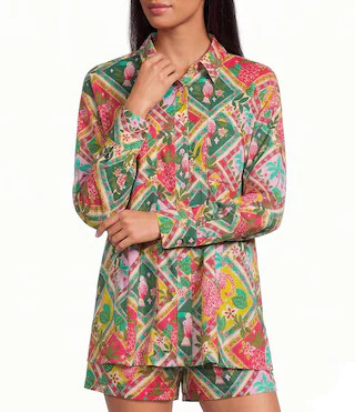 Sugarlips Tropical Printed Collared Long Sleeve Button Down Coordinating Shirt | Dillard's | Dillard's