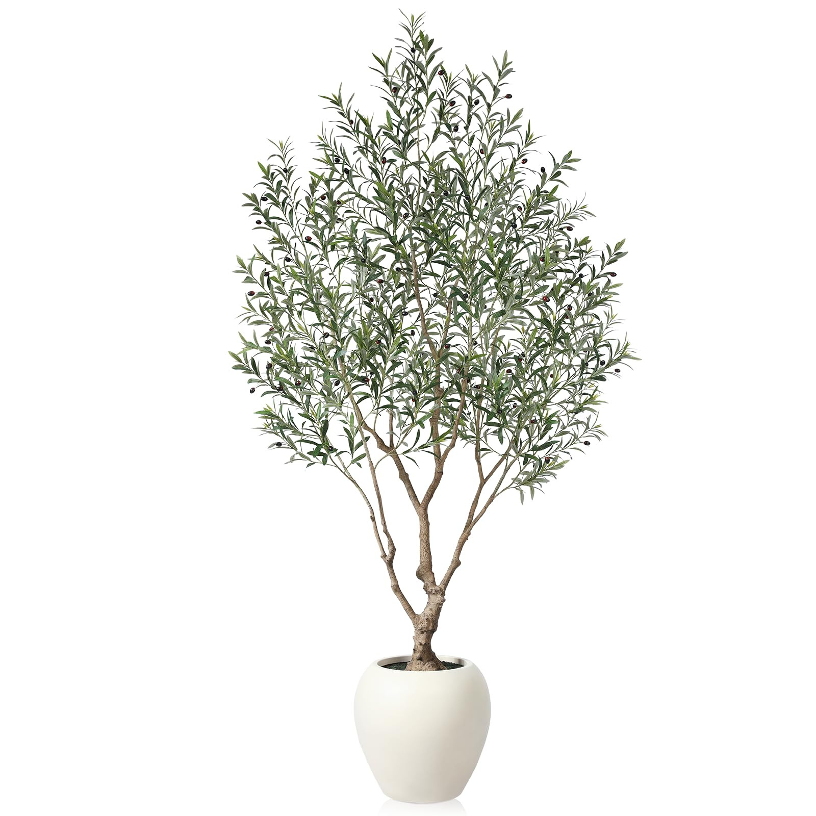 Olive Trees Artificial Indoor, 8 Feet Tall Faux Olive Tree with Round Artisan Planter, Premium Ha... | Amazon (US)