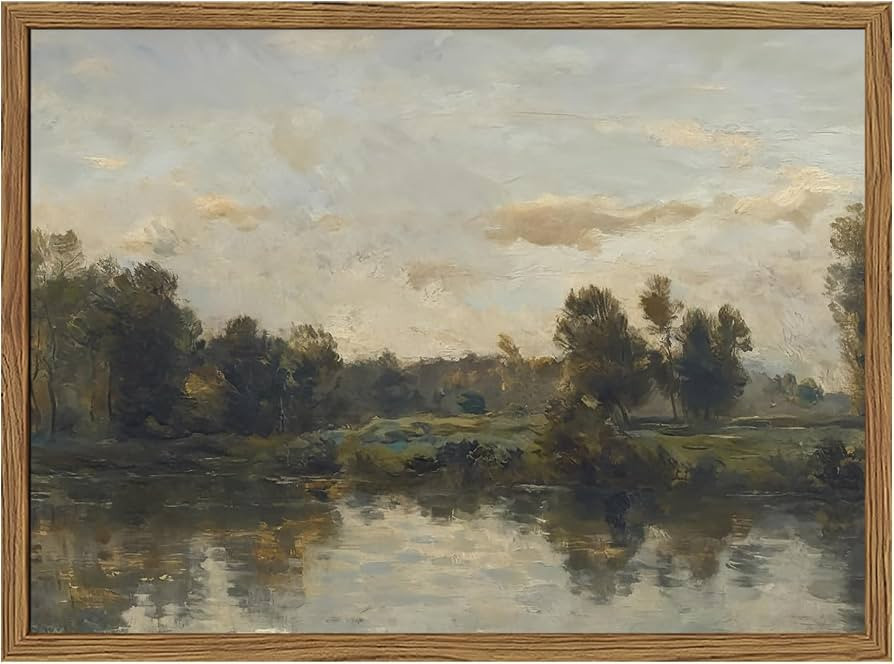 Moody Cottagecore Wall Art Vintage Lake Landscape Wall Decor Paintings, Retro River Trees Poster ... | Amazon (US)