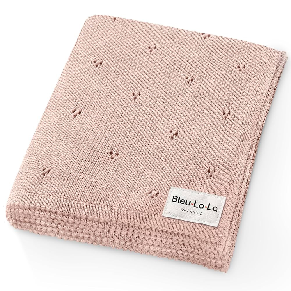 Bleu La La Organic Pointelle Receiving Swaddle Blanket for Girls - 100% Luxury Organic Soft Cotto... | Amazon (CA)