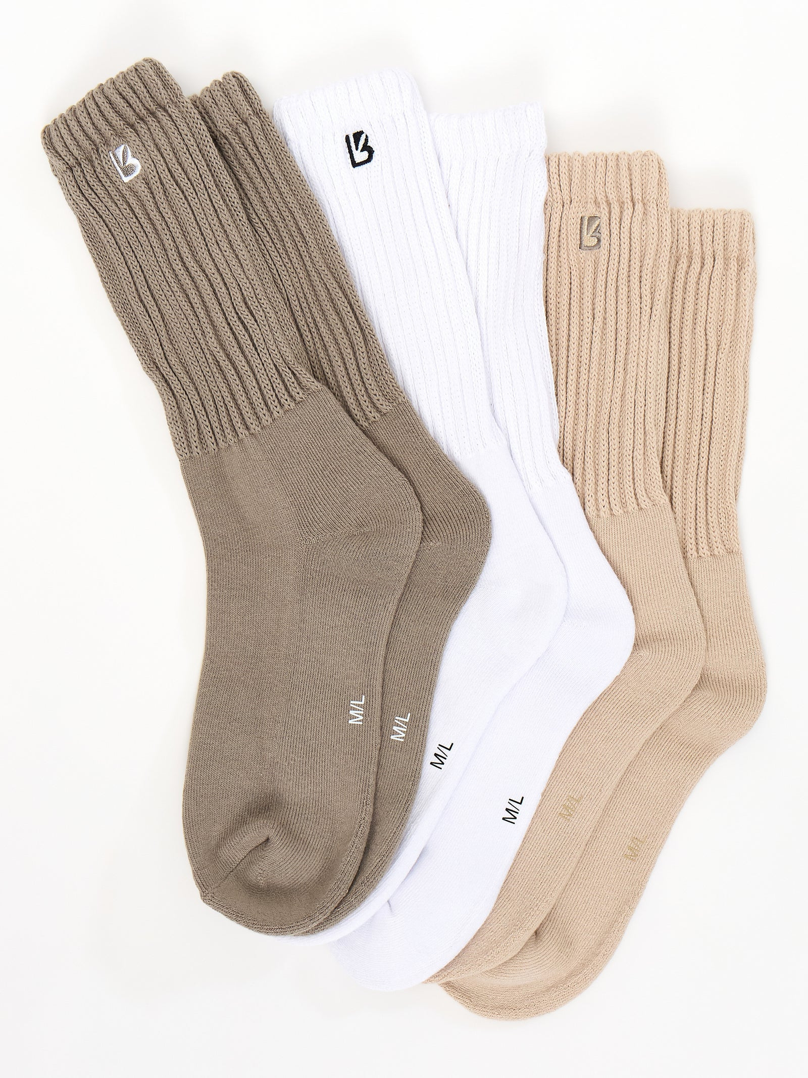3 Pack Scrunch Socks - Multi Oat Milk | Buffbunny Collection