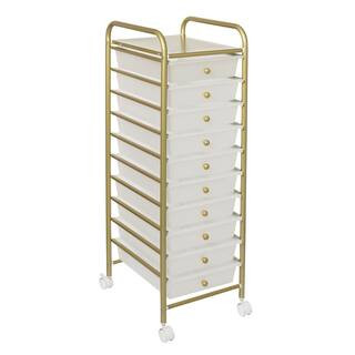 Honey-Can-Do 10-Drawer Rolling Storage Cart with Plastic Drawers in Gold, Clear/Gold | The Home Depot