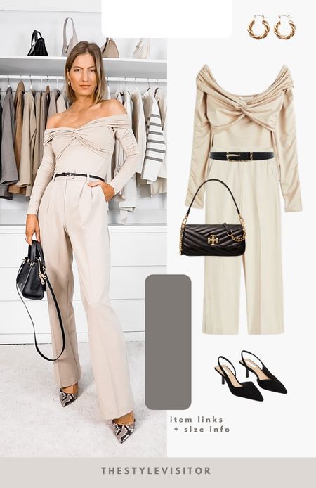 Almost all beige look with full length pants and cream draped top. I have another version on my LTK with black trousers too! The pants I suggested are not the exact pair but I’ve ordered them and will be able to show you in a new reel next week. Read the size guide/size reviews to pick the right size.

Leave a 🖤 to favorite this post and come back later to shop

#date night outfit #date outfit #classic #beige pants 

#LTKstyletip #LTKeurope #LTKSeasonal