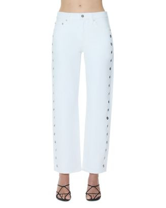 Lexi Mid Rise Bowed Straight Jeans in Vivid White | Bloomingdale's (AU)