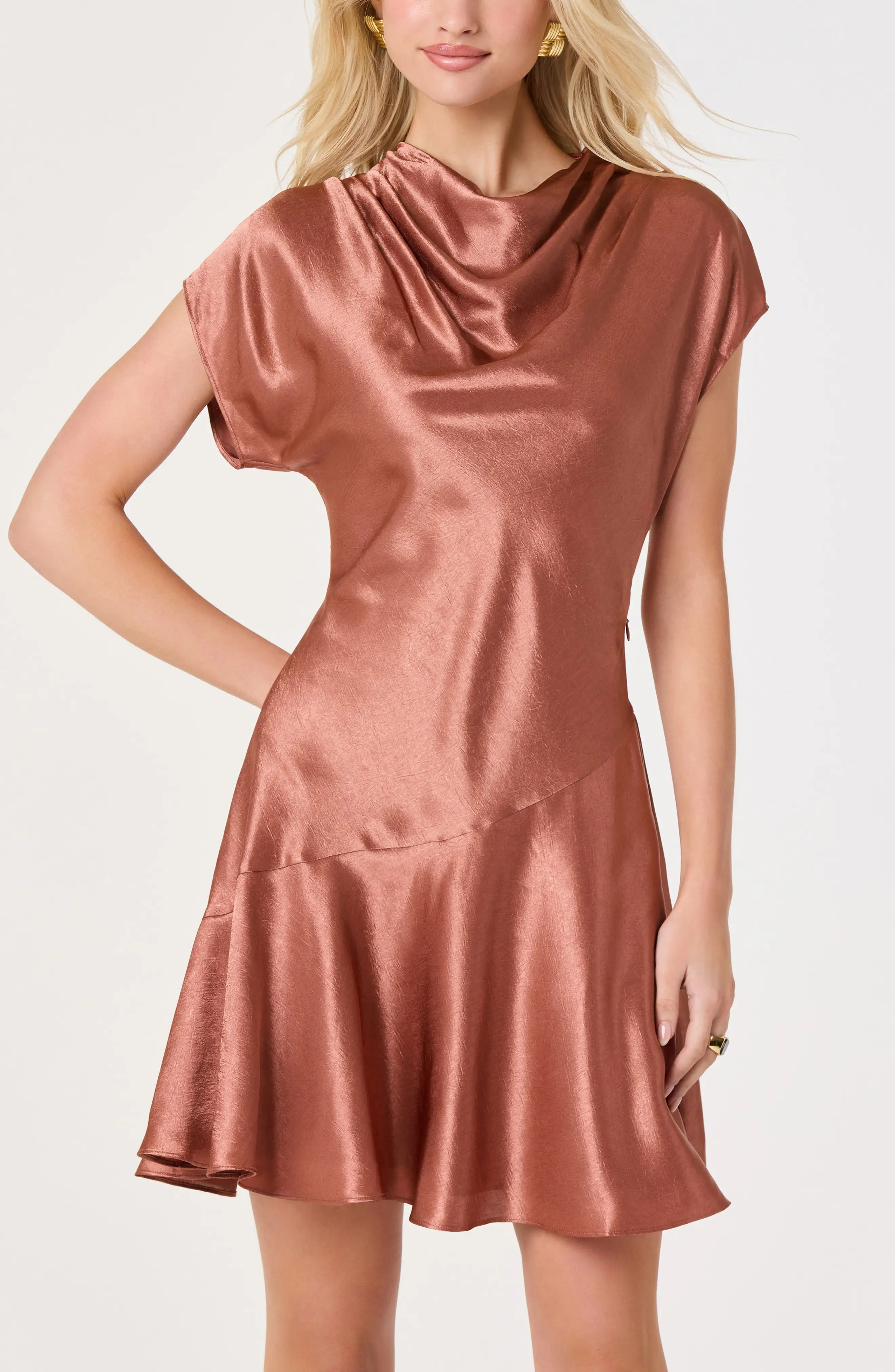 ASTR the Label Sherrer Cowl Neck Satin Dress (Women) | Nordstrom | Nordstrom