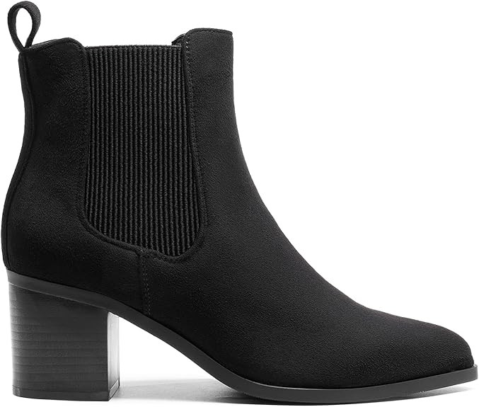 DREAM PAIRS Women's Retro Elastic Chelsea Ankle Boots Fashion Low Chunky Block Heel Pointed Toe F... | Amazon (US)
