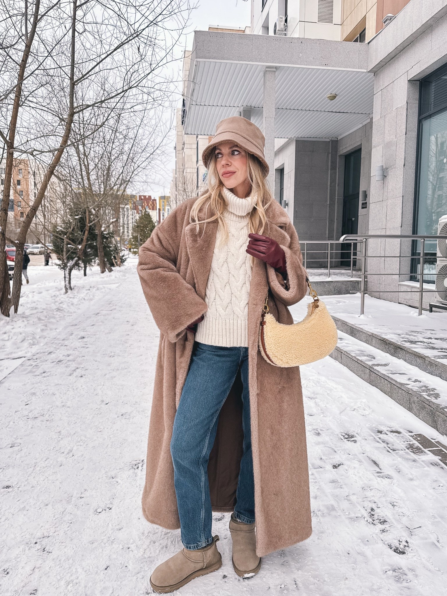Camel beige fur coat, cable knit sweater, cozy winter outfit, Zara mom jeans (under $50 and perfect with Ugg ultra mini boots)

#LTKOver40 #LTKFindsUnder50 #LTKSeasonal