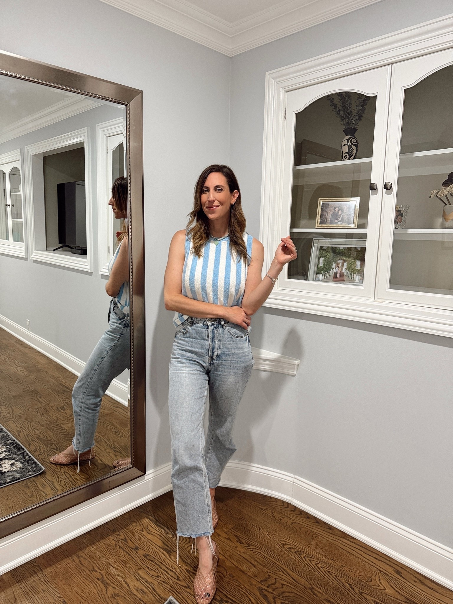 Outfit on repeat. While this too is sold out I linked some other cute blue and striped knit tops that are a perfect addition to any wardrobe.

#LTKootd #LTKTall #LTKmomlife
