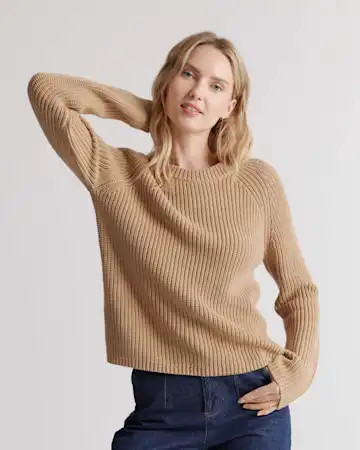 100% Organic Cotton Fisherman Crew Sweater | Quince