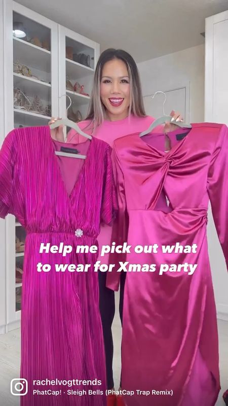 These two fuschia pink wrap dresses from Revolve are so stunning. Help me choose which one to wear for a holiday party. Both Jimmy Choo and Mach and Mach sparkly shoes are on 40% off now 

#LTKsalealert #LTKshoecrush #LTKHoliday