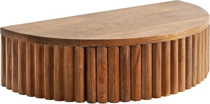 Kate and Laurel Reid Ribbed Wooden Floating Side Table; 20 x 11 x 6; Walnut Brown; Modern Wood Fl... | Amazon (US)