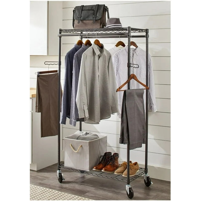 Better Homes & Gardens Double Hanging Garment Rack, 38.2Wx 23.6Dx 66.1H in, Gunmetal Finish, Gray | Walmart (US)