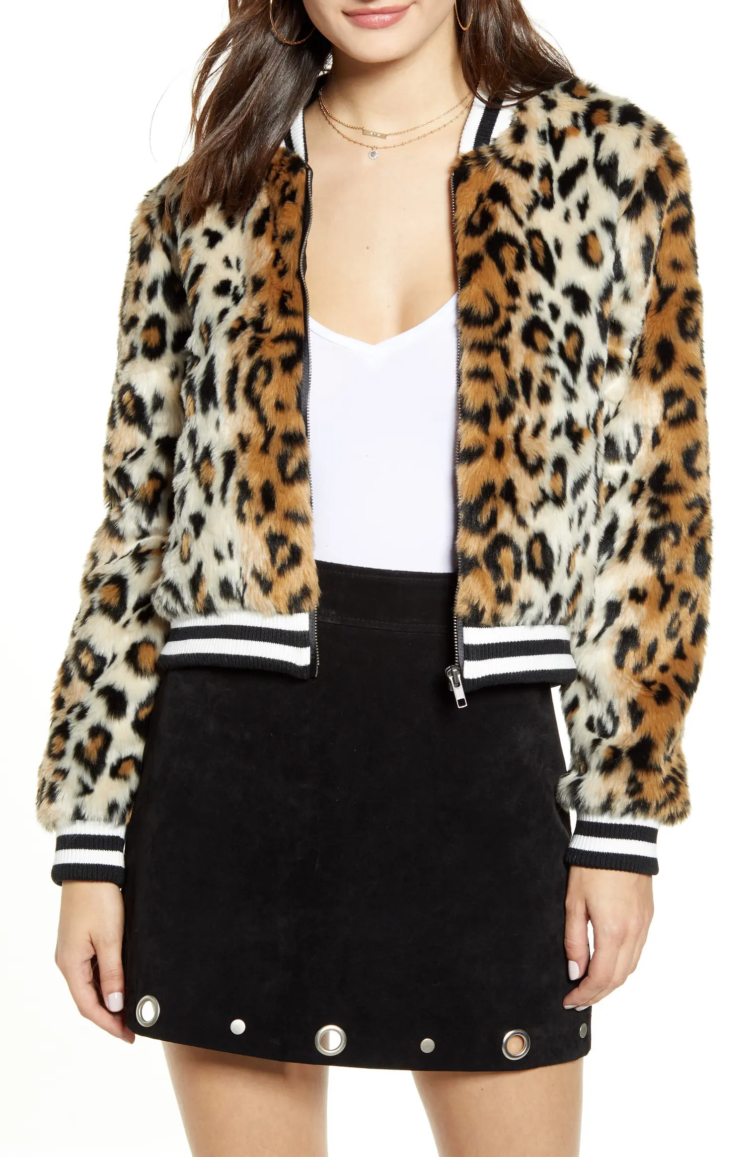 by BB Dakota Leopard Faux Fur Bomber Jacket | Nordstrom