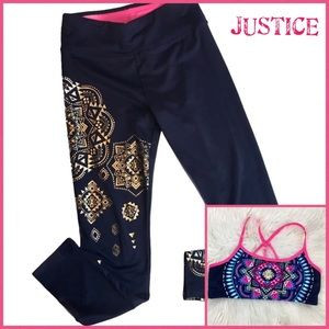 Justice Active Wear Navy/Gold Foil Leggings/Top 12 | Poshmark