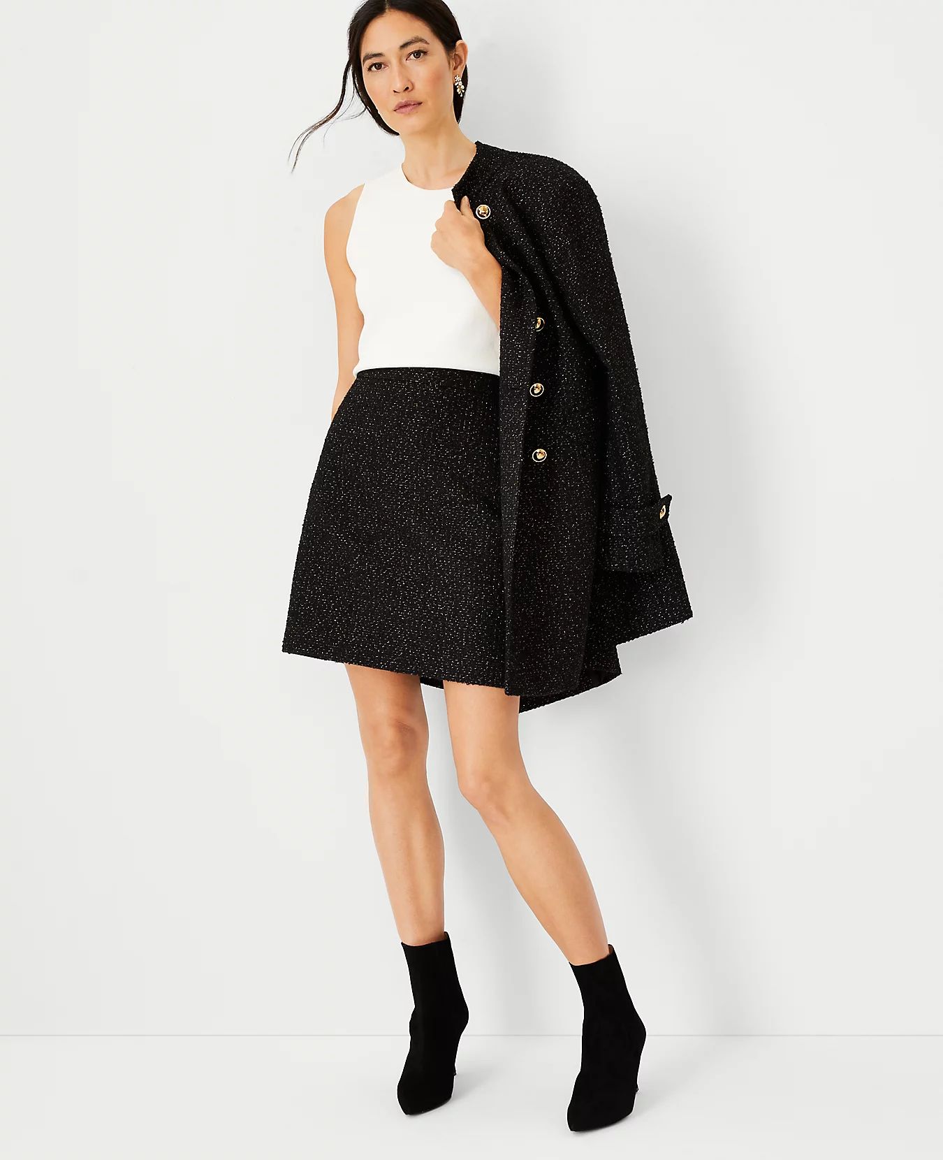 Shimmer Fringe Tweed A-Line Skirt | Ann Taylor (US)