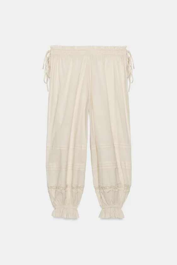 SAROUEL TROUSERS WITH PLEATS AND LACE | Zara UK