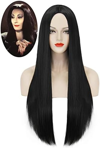 Mersi Long Black Wigs for Women Costume 27'' Long Straight Black Hair Wig Natural Cute Wigs for Dail | Amazon (US)