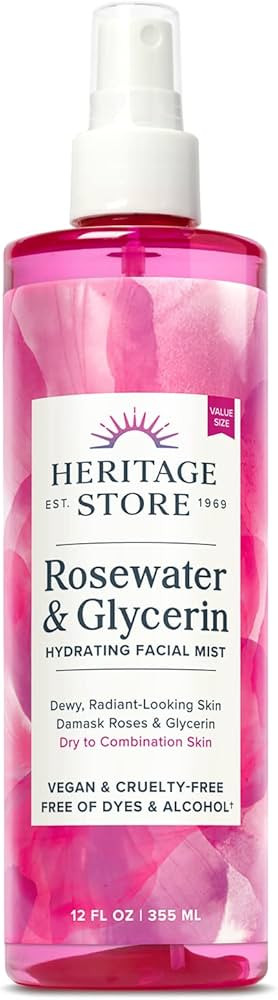 Heritage Store Rosewater & Glycerin Hydrating Facial Mist for Dewy, Radiant Skin | No Dyes or Alc... | Amazon (US)