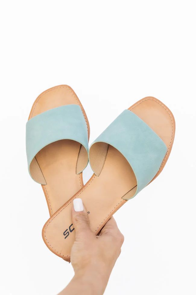 Jayne Slip On Single Strap Mint Sandals | Pink Lily