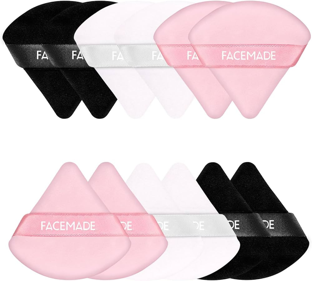 12 Pieces Face Powder Puff with a Travel Case, Soft Makeup Puff with a Container, Triangle Velour... | Amazon (US)
