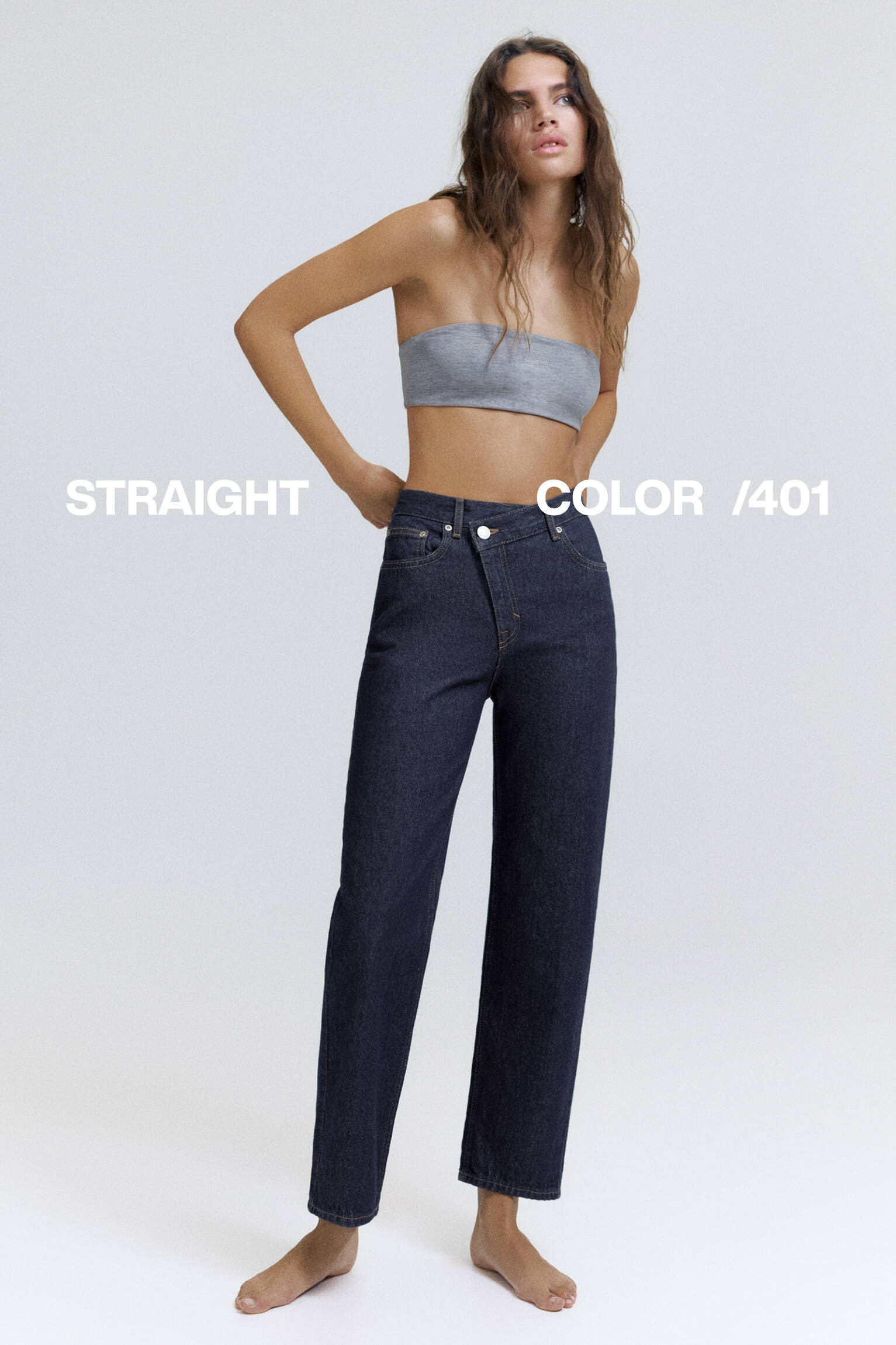 Straight-leg jeans with crossover waistband - Pull&Bear United Kingdom | PULL and BEAR UK