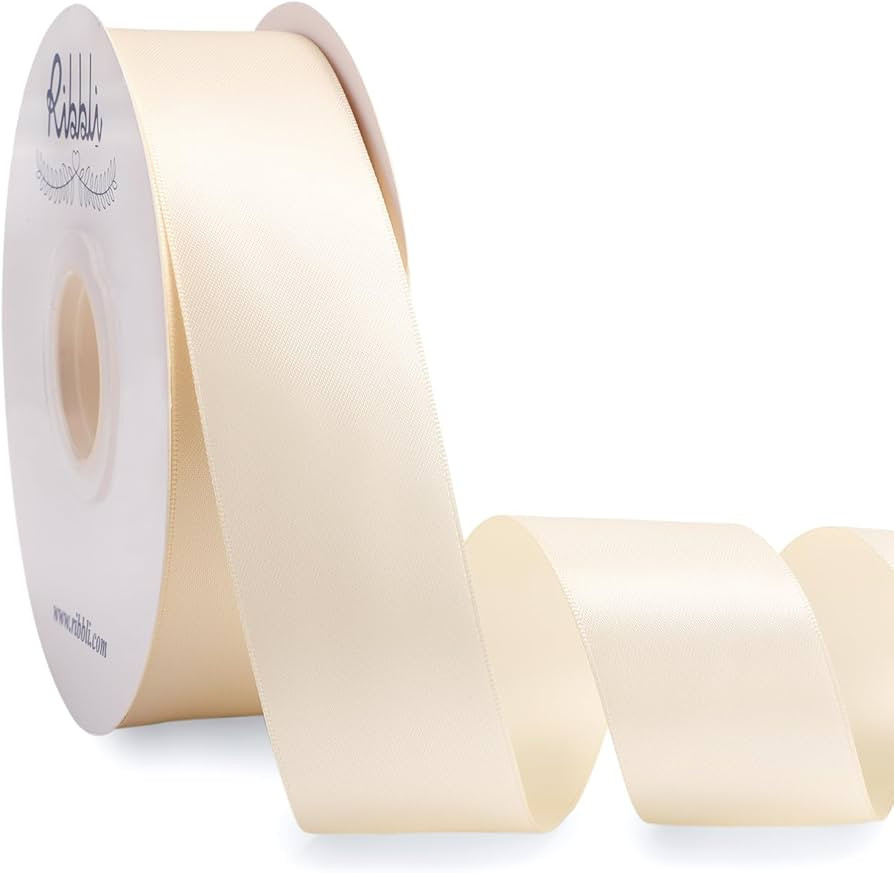 Ribbli Ivory Satin Ribbon Double Faced Satin 1-1/2 Inch x Continuous 50 Yards-Cream White Ribbon ... | Amazon (US)