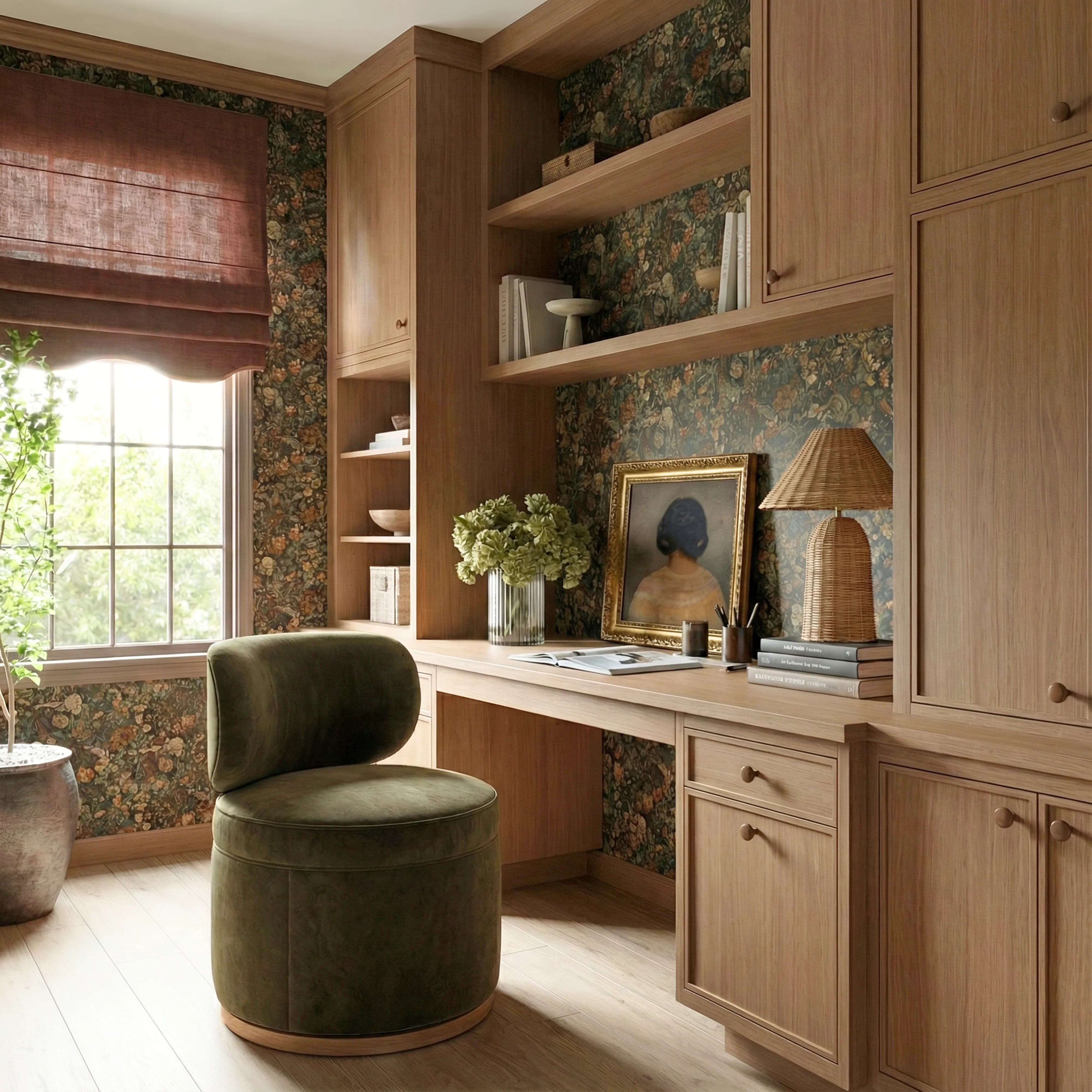 Amaya Green Upcycled Contract-Grade Chenille Swivel Desk Chair | TOV Furniture