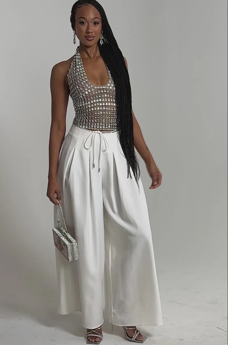 SPARKLING LIGHTS RHINESTONE HALTER TOP | AKIRA