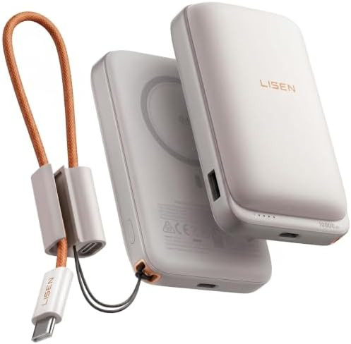 LISEN Qi2.2 25W for Magsafe Power Bank, 65W USB C Fast Charging, 10000mAh Magnetic Wireless Porta... | Amazon (US)