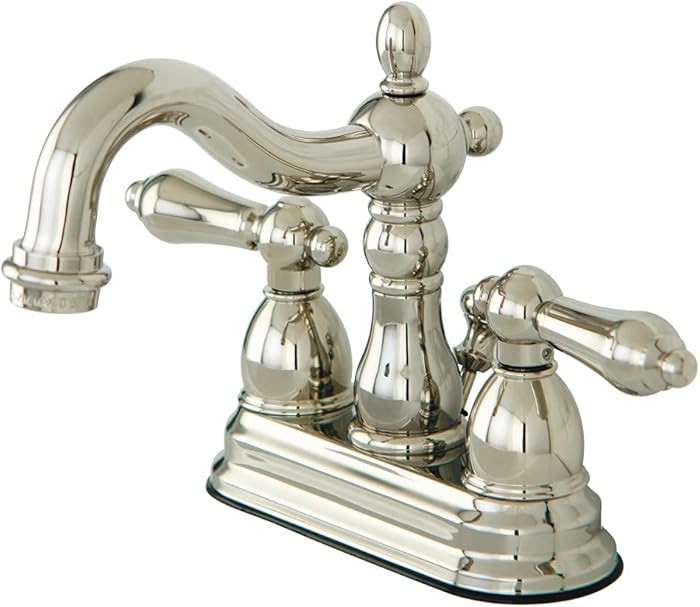 Kingston Brass KB1606AL Heritage 4-Inch Centerset Lavatory Faucet with Metal Lever Handle, Polish... | Amazon (US)