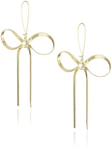 Betsey Johnson Textured Bow Drop Earrings | Amazon (US)