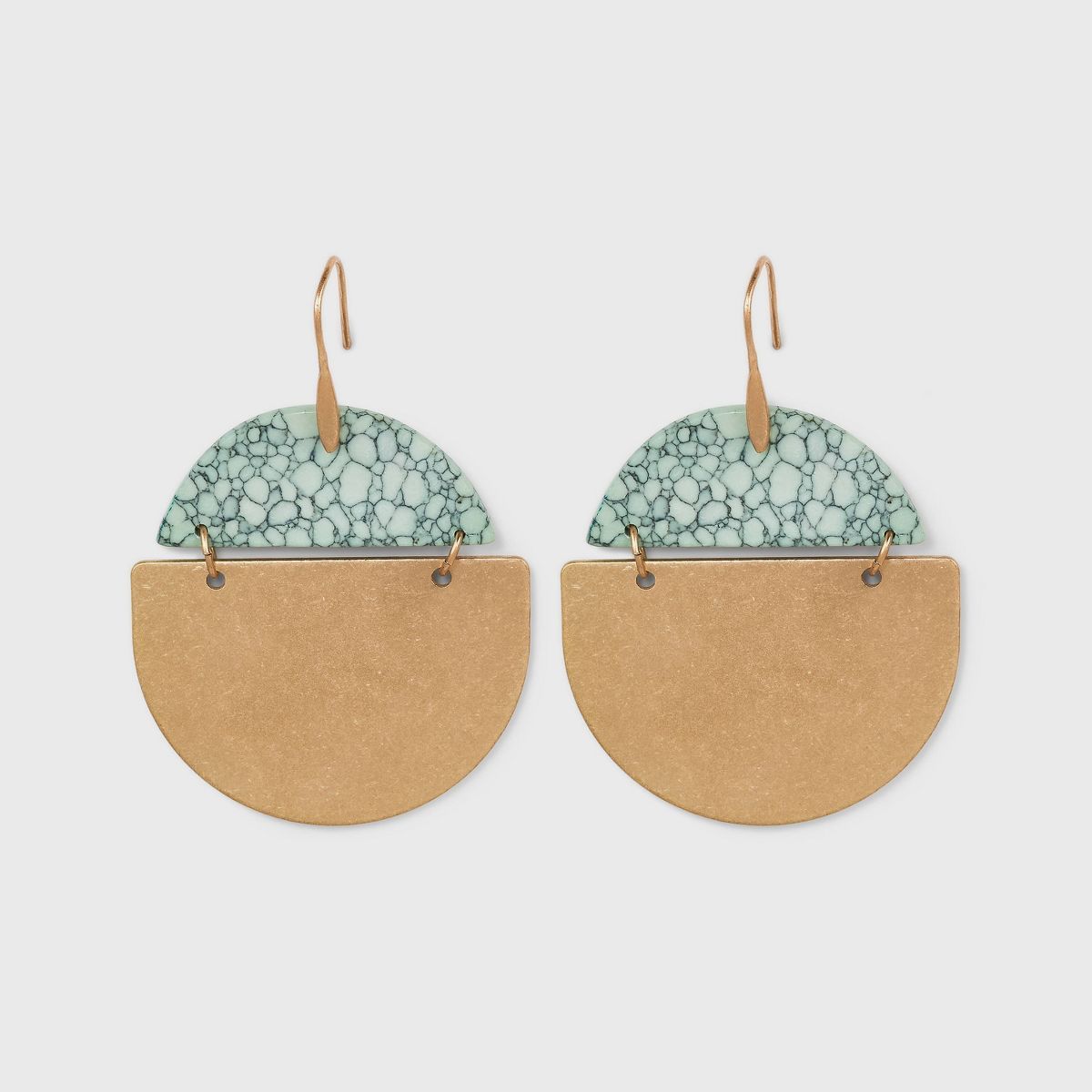 Half Moon and Turquoise Matrix Semi-Precious Drop Earrings - Universal Thread™ Gold | Target