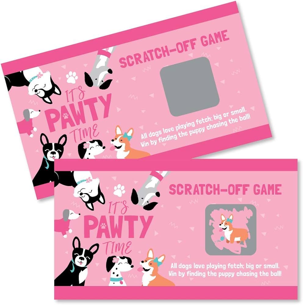 Big Dot of Happiness Pawty Like a Puppy Girl - Pink Dog Baby Shower or Birthday Party Game Scratc... | Amazon (US)