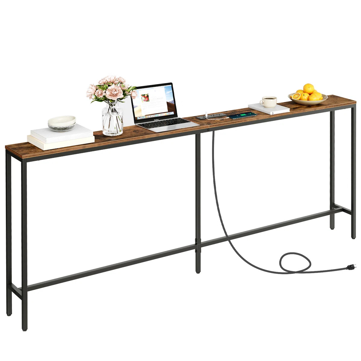 Console Table with Power Outlet Behind Couch Narrow Entryway Table | Wayfair North America