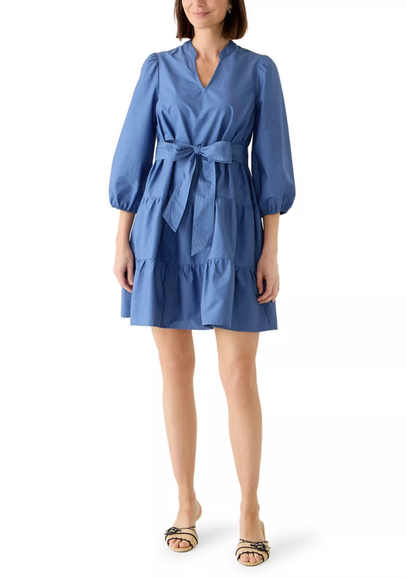Women's 3/4 Sleeve Belted Peasant Dress | Belk