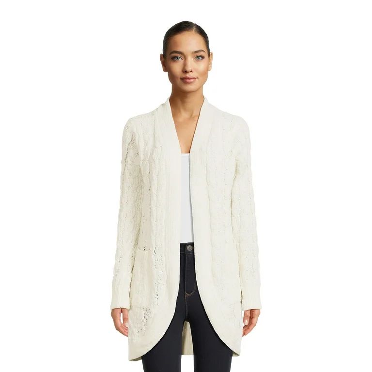 No Boundaries Juniors Chenille Cocoon Cardigan Sweater, Midweight, Sizes XS-XXXL | Walmart (US)