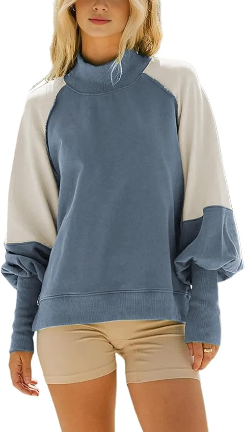 Women's Sweatshirts Crewneck Long Sleeve Tunic Sweaters Tops Oversized Color Block Pullover 2024 ... | Amazon (US)