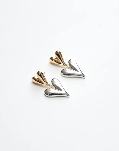 Mixed Metal Heart Drop Earring | Glassons (Australia)