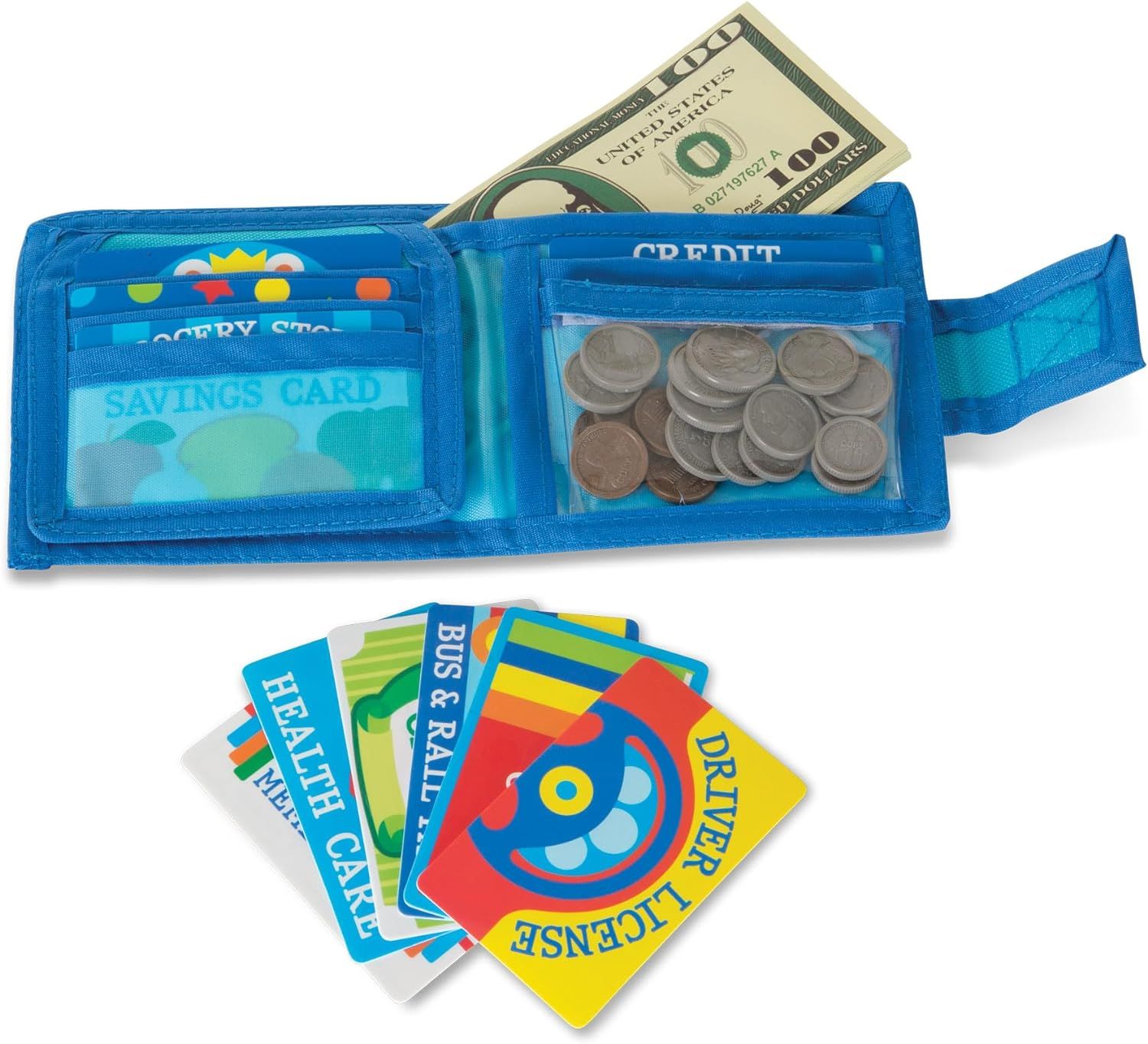 Melissa & Doug Pretend-to-Spend Toy Wallet With Play Money and Cards (45 pcs), Blue - FSC Certifi... | Amazon (US)