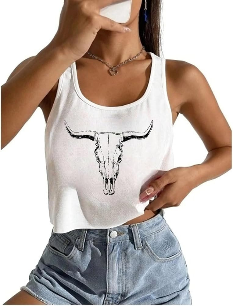 Womens Sexy Crop Tops Loose Fit Cropped Tank Tops for Teen Girls | Amazon (US)