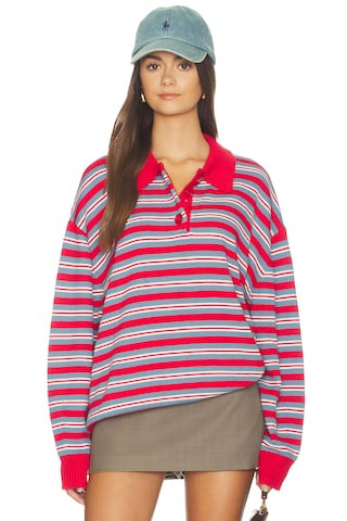 WeWoreWhat Henley Pull Over Sweatshirt in Crimson from Revolve.com | Revolve Clothing (Global)