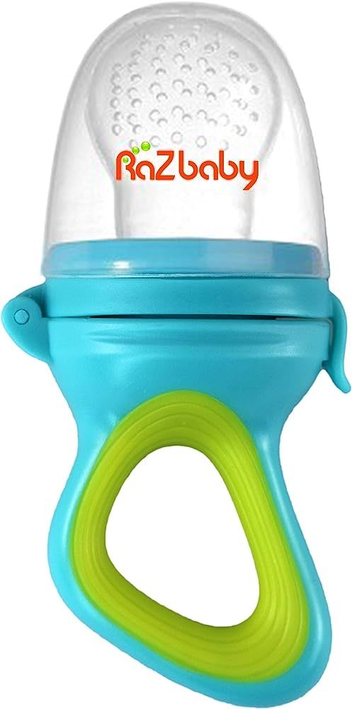 RaZbaby Baby Solids/Frozen Fruit Feeder Pacifier, Infant Teether Toy 6M+, BPA-Free Silicone Pouch... | Amazon (US)
