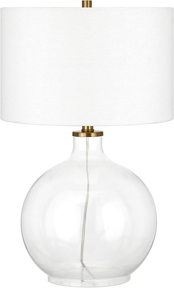 Laelia 24.75" Tall Table Lamp with Fabric Shade in Clear Glass/Brass/White | Amazon (US)