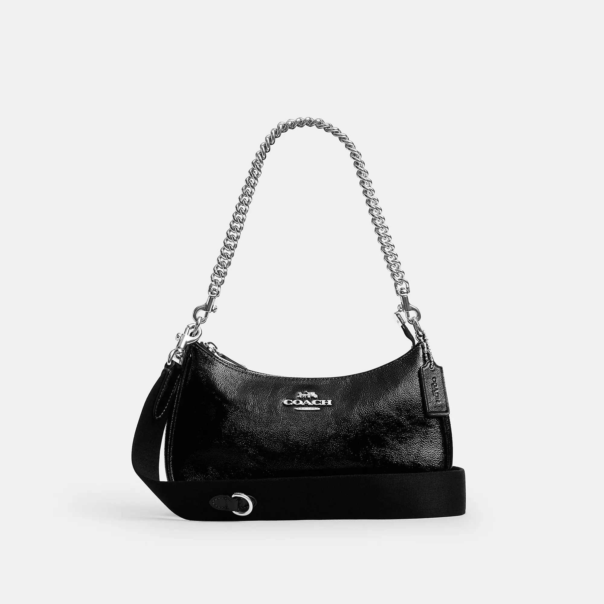 COACH Teri Shoulder Bag With Pouch - Women's - Black - Crinkle Leather | Coach Outlet CA