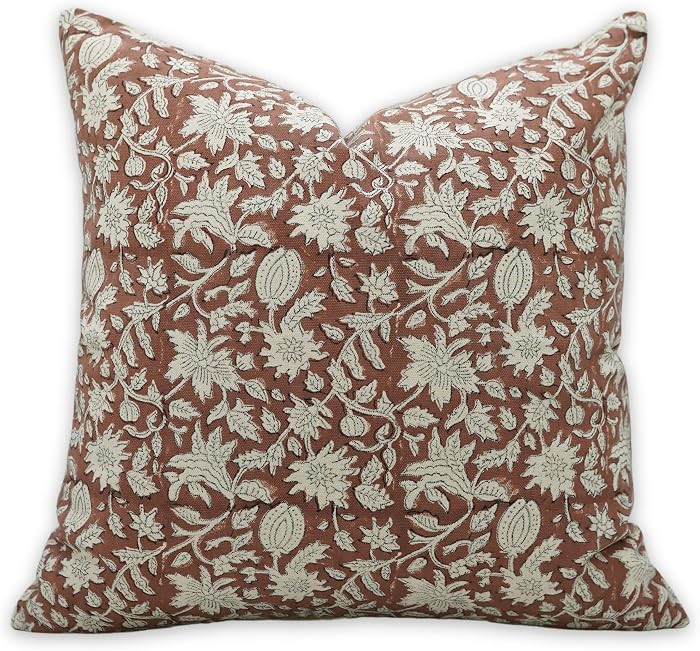 Pillow Covers 14x14 Cushion Cover Duck Canvas Accent Throw Pillows Floral Pillowcase Handmade Blo... | Amazon (US)