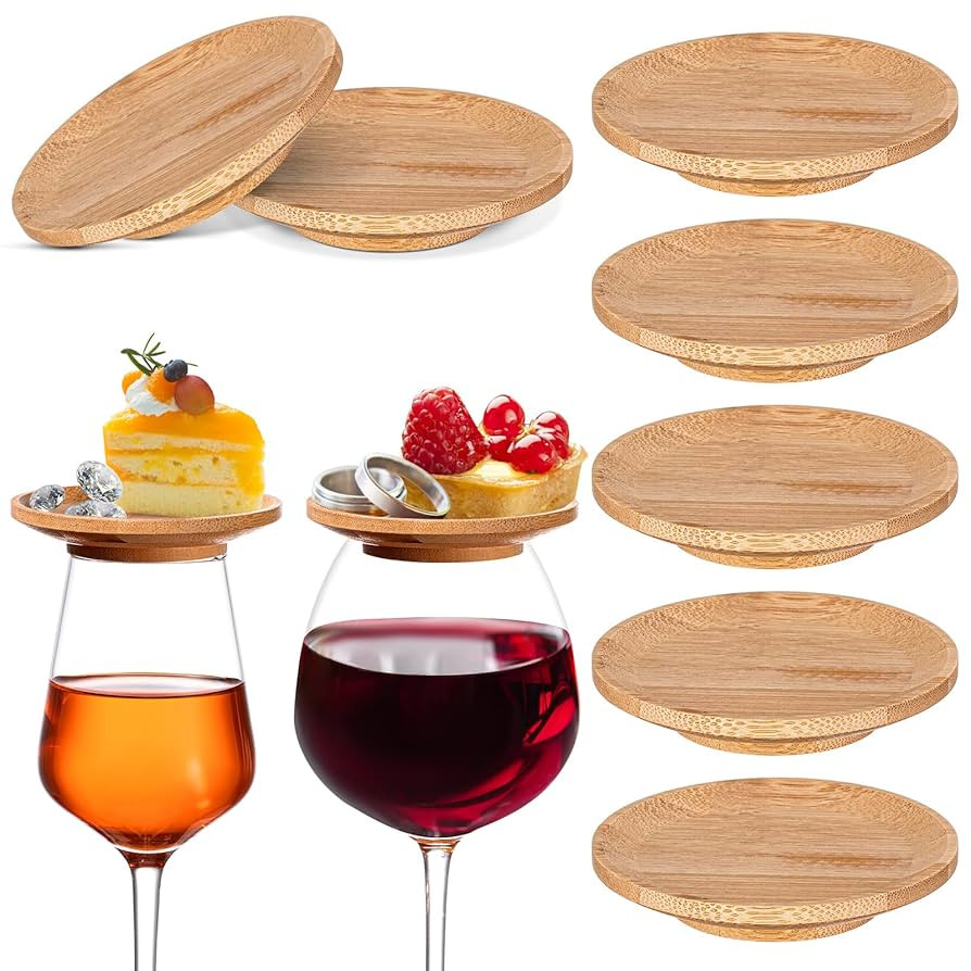 Tessco 8 Pcs 4" Wine Glass Charcuterie Topper Bamboo Round Wine Glass Charcuterie Board Dual Use ... | Amazon (US)