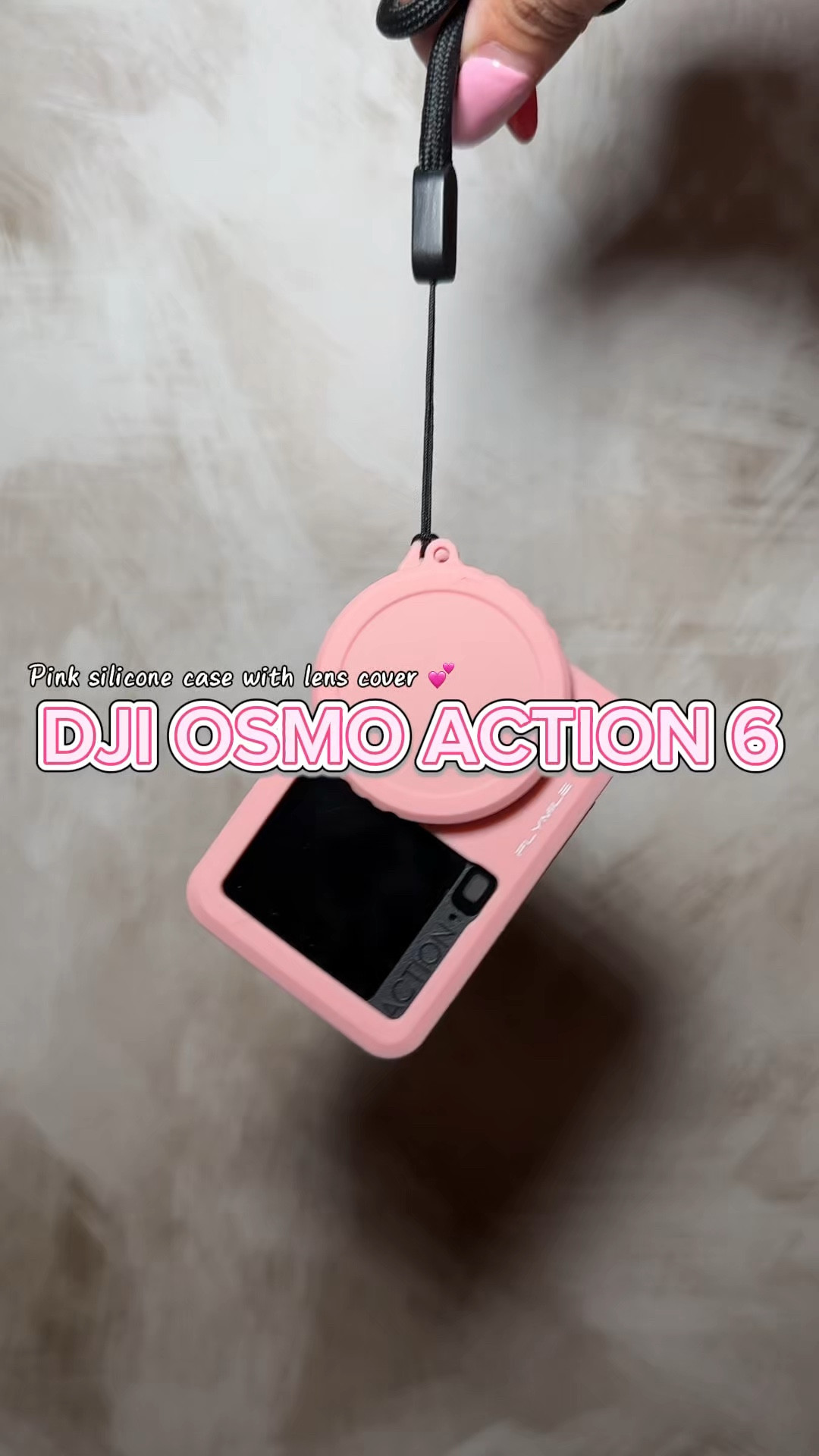 Pink silicone DJI action 6 case with cover lens  