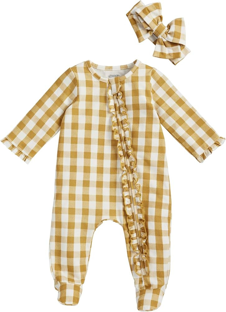 Mud Pie baby-girls Mustard Gingham and Headband SetMustard Gingham And Headband Set | Amazon (US)