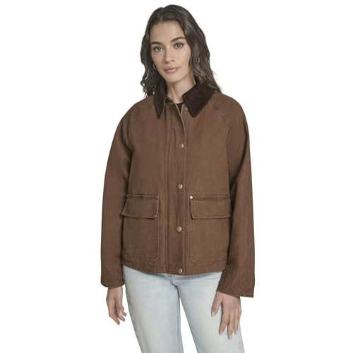 Levi's Women's Short Cotton Barn Jacket, Bison, Large | Amazon (US)